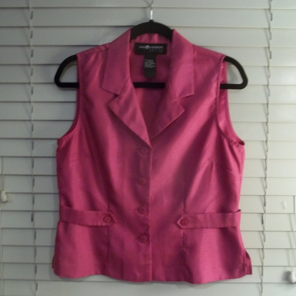 SAG HARBOR Dress Petites - Sleeveless, V-Neck, Notched Collar  ** EUC **
